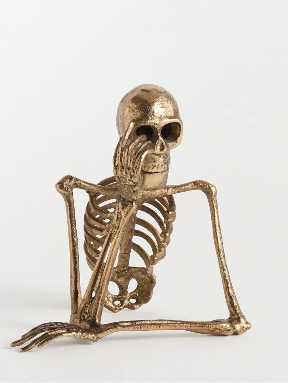 Pottery Barn Thinking Skeleton 💀 In Brass Color BNIB